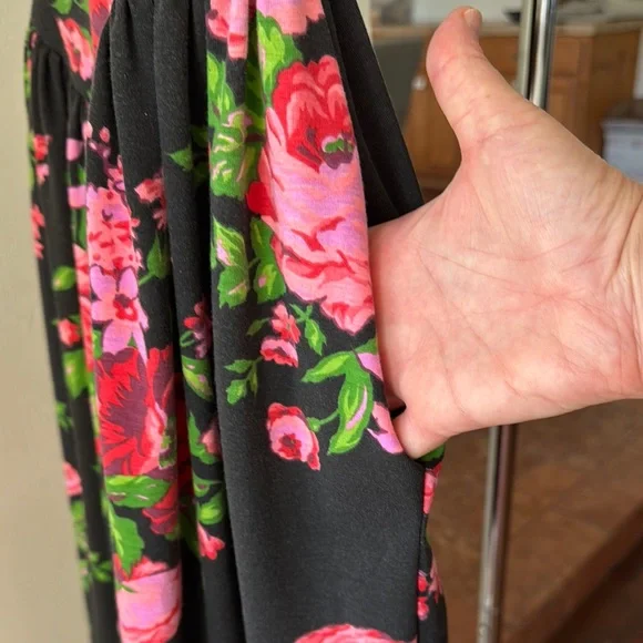 Betsey Johnson Black and Pink Floral Maxi Dress - Picture 5 of 9